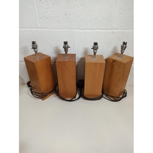 159 - 4 x Oak Pillar Lamps 38 x 11 x 11cm