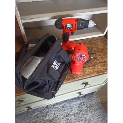 95 - Black and Decker Cordless Drill in Bag - Working with Charger