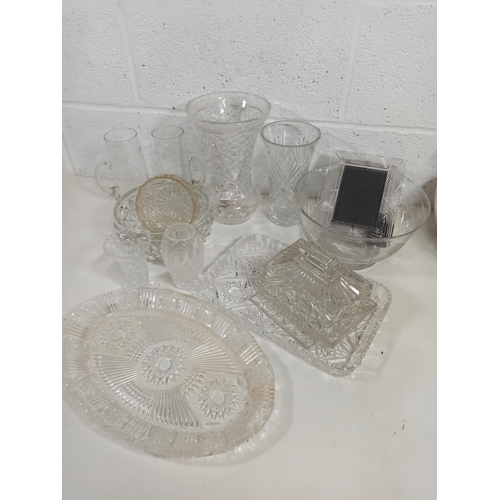 181 - Crystal Glass Ware, Vases Bowls, Glasses, Serving Platters