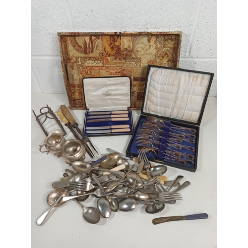 533 - Mixed Lot to include Cutlery, Toast Rack, Jug and Other Items including some Silver Plate