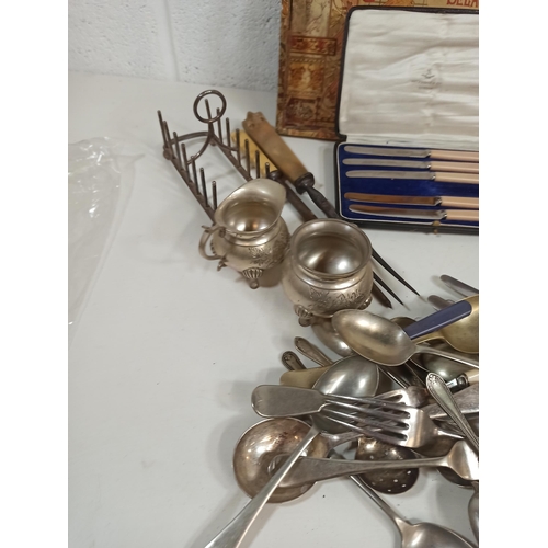 533 - Mixed Lot to include Cutlery, Toast Rack, Jug and Other Items including some Silver Plate