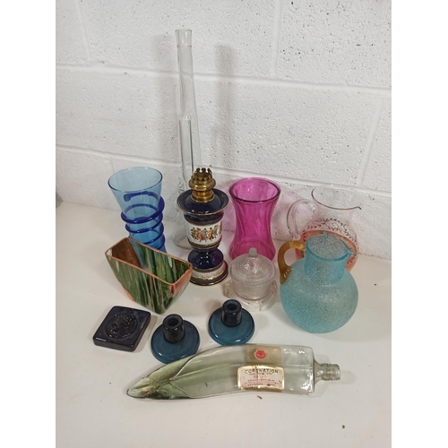 171 - Mixed Glassware, Vases, Jugs, Candle Sticks, Lamp and More