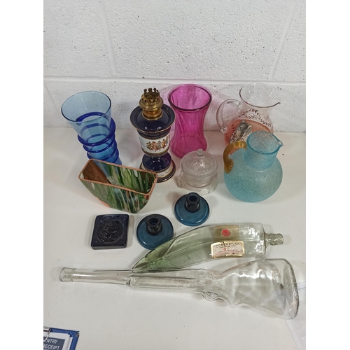 171 - Mixed Glassware, Vases, Jugs, Candle Sticks, Lamp and More