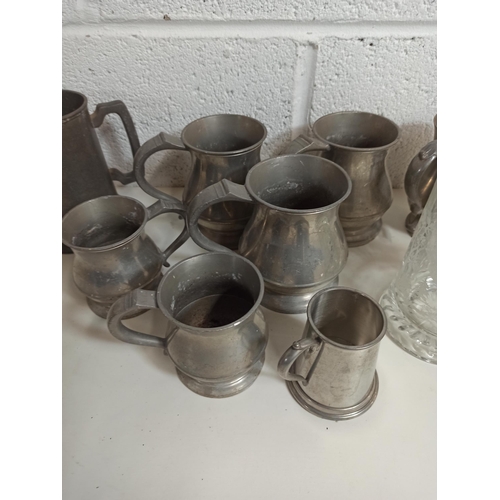 148 - Pewter Tankard, Wine Goblet and Engraved Tankard