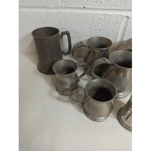 148 - Pewter Tankard, Wine Goblet and Engraved Tankard