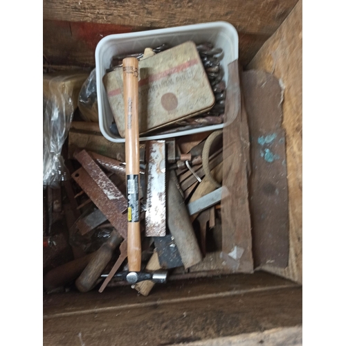 90 - Crate of Mixed Tools, Drill Bits, Hammers, Spanners and More