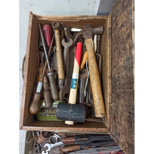 90 - Crate of Mixed Tools, Drill Bits, Hammers, Spanners and More