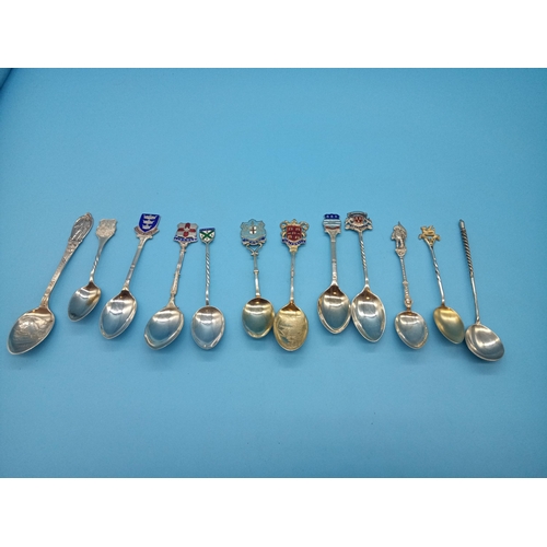 303 - 12 x Hallmarked Silver Collectors Teaspoons