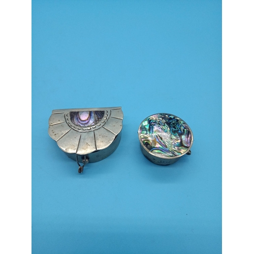 360 - 2 x Silver Pill Boxes with Abalone Shell