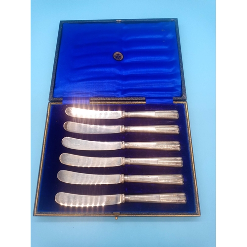 304 - A Cased Set of Hallmarked Silver Butter Knives