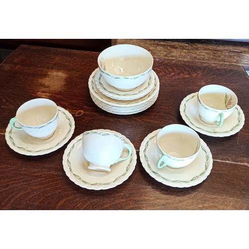 217 - Newhall Hamley Tea Set  - 4 Cups, 6 Saucers, 1 Sugar Bowl and 6 Side Plates