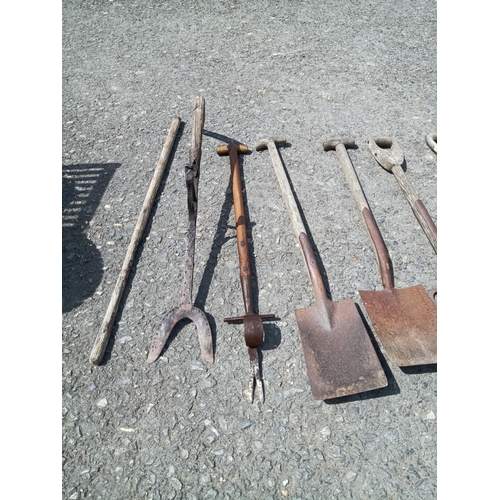 74 - 6 x Antique Garden Tools including a Root Lifter