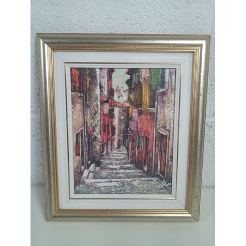 218c - An Original Oil on Canvas of a Porec Street Scene - Croatia