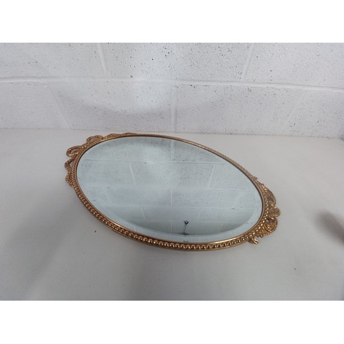 1043 - Metal Framed Oval Mirror 64 x 38cm