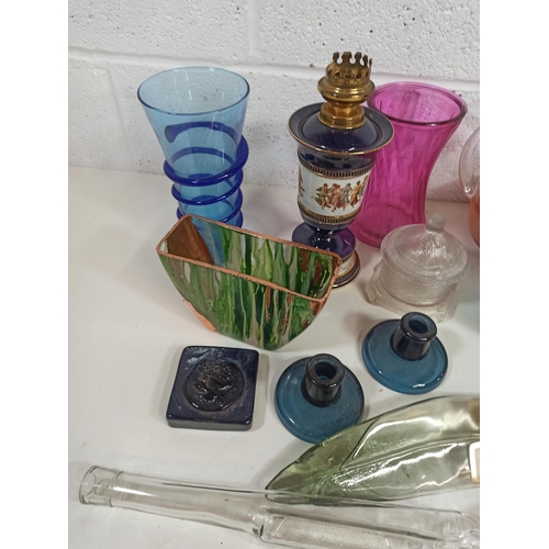 171 - Mixed Glassware, Vases, Jugs, Candle Sticks, Lamp and More