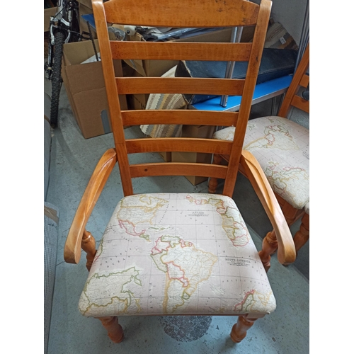 347 - 6 Pine Chairs( 2 Carvers)