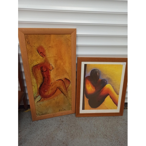 545 - 2 x Silhouette Prints  Mother with Baby and Nude