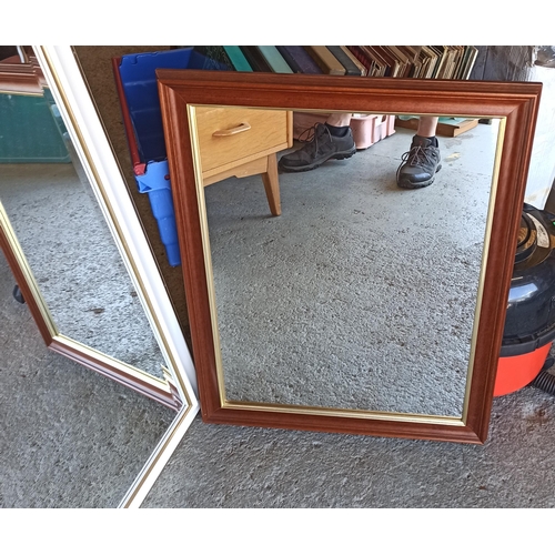 548 - 2 x Mirrors - White and Gold Bevelled Glass 100cm x 70cm, Walnut and Gold 70cm x 54cm