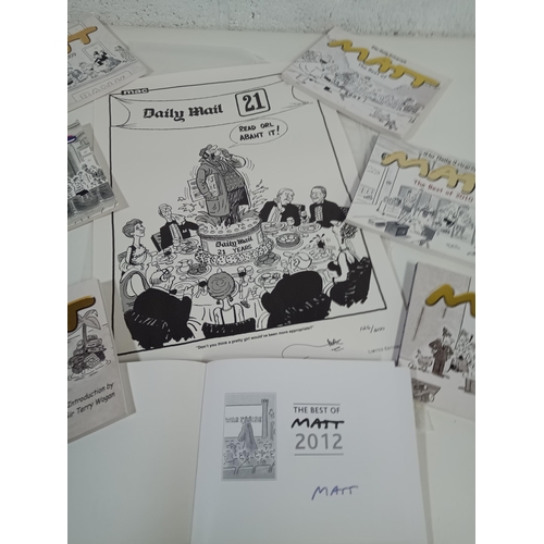 603 - Matthew Pritichard Daily Telegraph Cartoonist Signed Comic Strip Albums and Poster