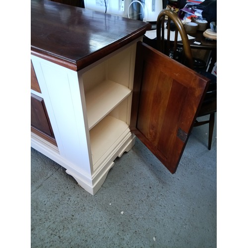 645 - High Quality Solid Wood Sideboard with Factory Painted Cream Frame and Mahogany Finished Doors - Loc... 