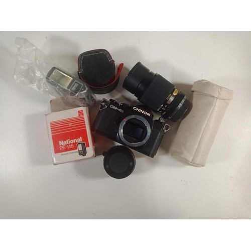 768 - Chinon CM-45 Camera Body, Ozeck Auto Zoom  1:38, 75-150mm Lens and Ozeck 11 Match Multiplier x 2, MC... 