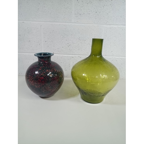 801 - A Studio Vase and Green Glass Vase