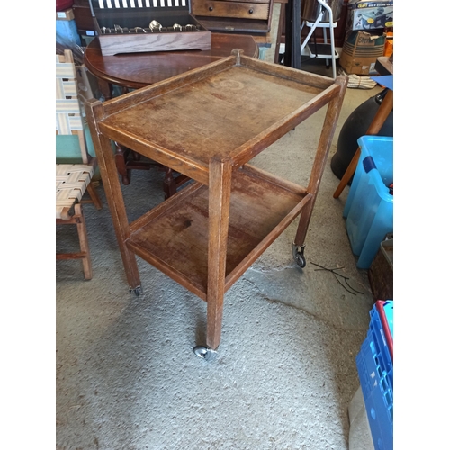 845 - Antique Oak Trolley 82cm x 65cm x 43cm