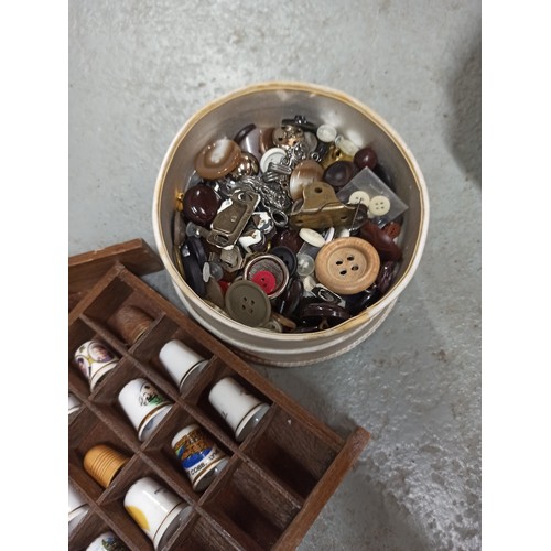 912 - Collection of Thimbles, Buttons and Other Sewing Related Items