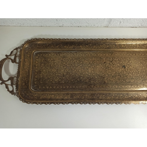 90 - A Vintage Indian Brass Serving Tray 73cm x 20cm