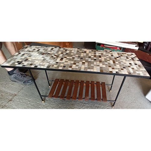 140 - Retro Tiled Coffee Table with Metal Frame 45cm x 92cm x 31xm