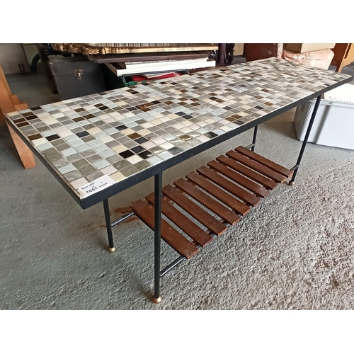 140 - Retro Tiled Coffee Table with Metal Frame 45cm x 92cm x 31xm