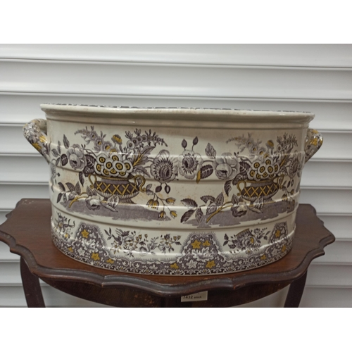 121 - Victorian Spode Oval Twin Handled Foot Bath with Flower Basket Design 23 x 52 x 36cm