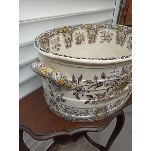 121 - Victorian Spode Oval Twin Handled Foot Bath with Flower Basket Design 23 x 52 x 36cm