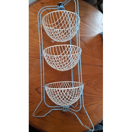 139 - Vintage Metal Blue Fruit Basket Stand