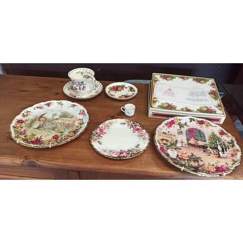 12 - Royal Albert Country Roses Part Tea/ Dinner Set- 6 x Teaplates, 6 x Bowls, 7 x Medium Dinner Plates,... 