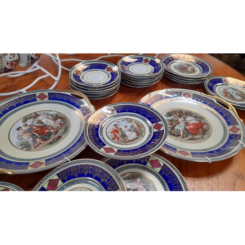 123 - Vintage RKG Czechoslovakian Fine Porcelain Tea Set Depicting Venetian Scenes 11 x Cups, 12 x Saucers... 