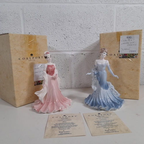 29 - Coalport Ladies of Fashion - Sue 1998 , Debbie 1999 with COA and Boxes