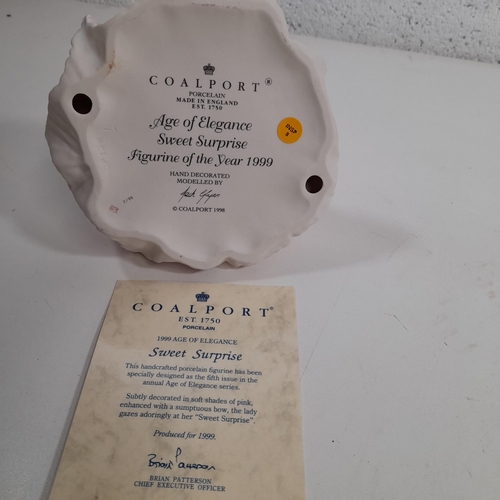 32 - Coalport Age of Elegance - Sweet Surprise 1999 and Regency Gala Figurine of the Year 2000 with COA a... 