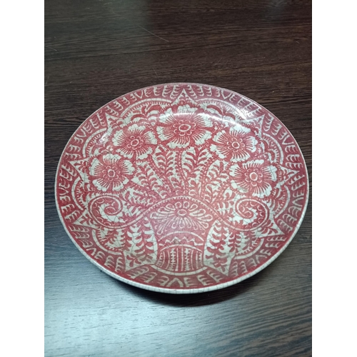 106 - Dutch Royal Delft - De Porcelayne Fles, Delft Red Crackle (Rood Craquele) Wall Plate - Earthenware