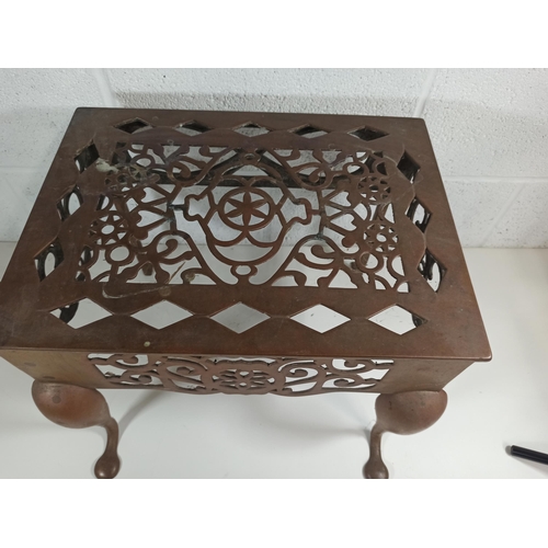 89 - A Brass Footmans Fireplace Stool 35 x 33.5 x 45cm with some damage as pictured