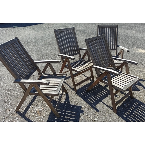 905 - 4 x Teak Folding Garden Chairs