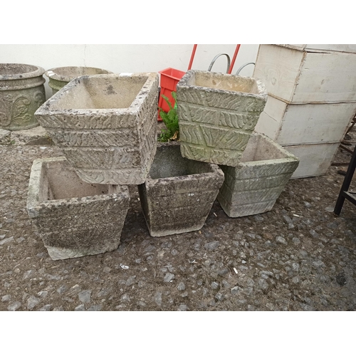 899 - 5 x Concrete Square Planters 25 x 26cm