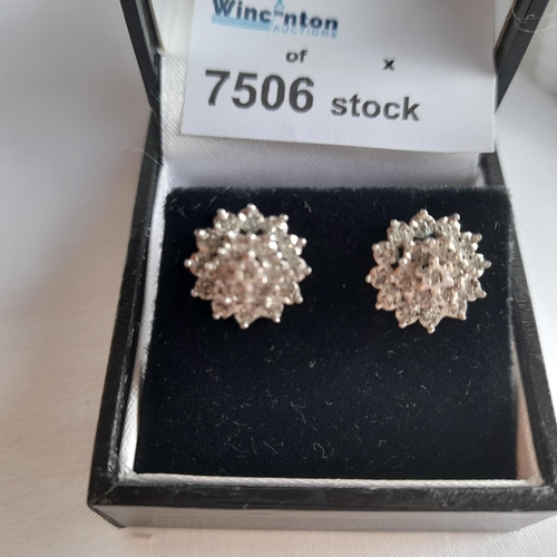 201 - Hallmarked White Gold with Diamond Earrings