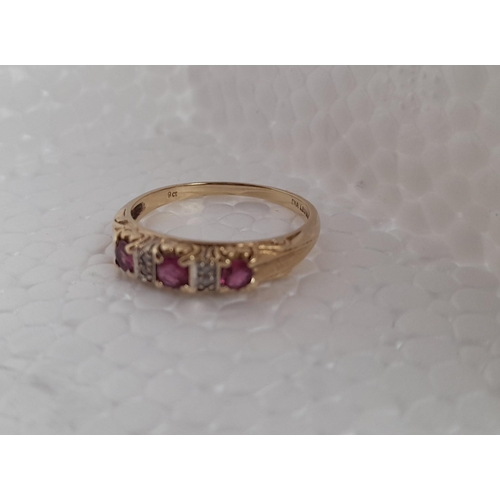 202 - Hallmarked 9ct Ruby and Diamond Ring