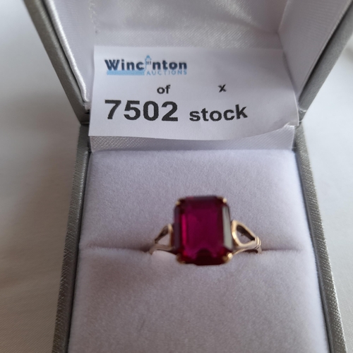 209 - Hallmarked 9ct Gold and Ruby Ring