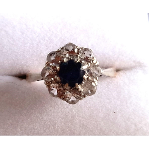 206 - 9ct Gold Hallmarked Gold and Platinum Sapphire and Diamond Ring