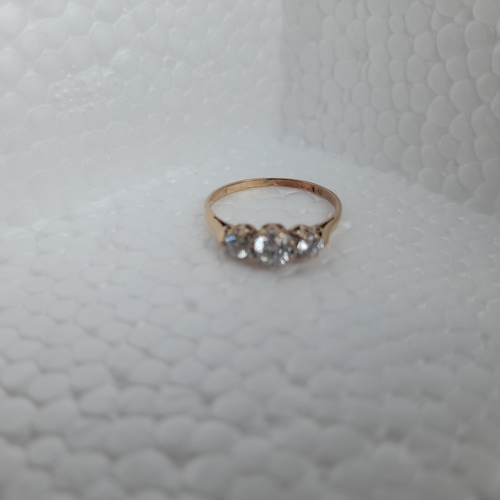 203 - Hallmarked 9ct Gold and White Stone triplet Ring