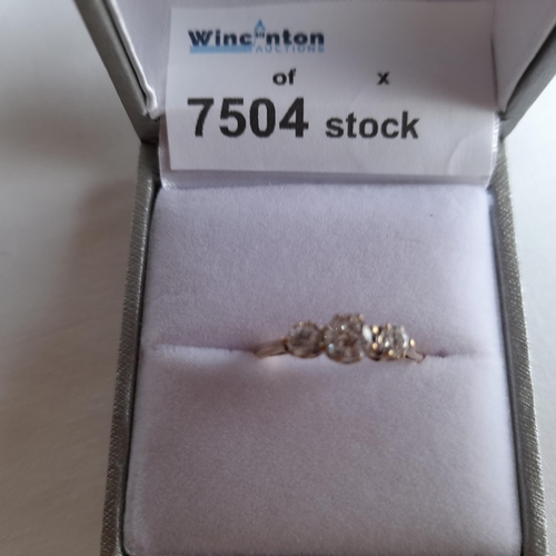 203 - Hallmarked 9ct Gold and White Stone triplet Ring