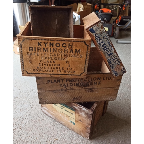 953 - Collection of Wooden Crates - Kynoch Birmingham,  Plant Protection and More