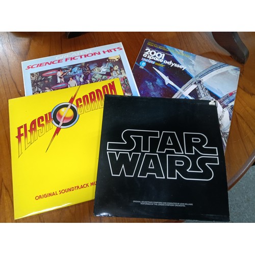 164 - A 1977 Star Wars Soundtrack Vinyl LP Record together with Flash Gordon, 2001 a Space Odyssey and Sci... 